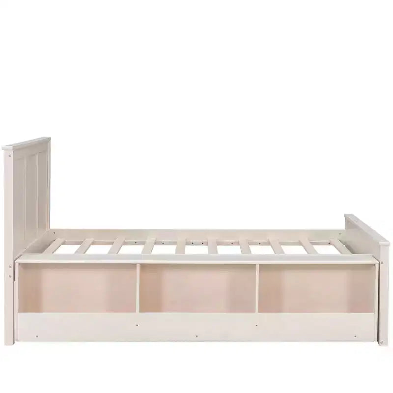 Lit plateforme moderne en bois Luxystar avec tête de lit, lit gigogne et meuble de rangement