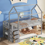 GDFStudio Salvador Lit Superposé en Bois Moderne avec Étagères et 3 Tiroirs