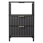 Table de chevet Karl Home de 38 cm de large - 2 tiroirs, 1 étagère, prise de courant américaine - lot de 2