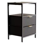 Table de chevet Karl Home de 38 cm de large - 2 tiroirs, 1 étagère, prise de courant américaine - lot de 2