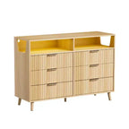 Commode Karl Home à 6 tiroirs avec panneau cannelé et éclairage LED RVB de 119 cm de large
