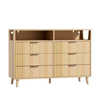 Commode Karl Home à 6 tiroirs avec panneau cannelé et éclairage LED RVB de 119 cm de large
