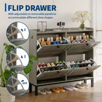 Meuble à chaussures 4 tiroirs basculants, meuble de rangement à chaussures fin et discret pour entrée et couloir