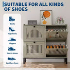 Meuble à chaussures 4 tiroirs basculants, meuble de rangement à chaussures fin et discret pour entrée et couloir