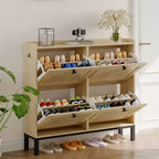 Meuble à chaussures 4 tiroirs basculants, meuble de rangement à chaussures fin et discret pour entrée et couloir