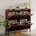 Meuble à chaussures 4 tiroirs basculants, meuble de rangement à chaussures fin et discret pour entrée et couloir