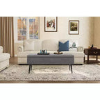 Banc ottoman de style moderne du milieu du siècle avec rangement, banc à chaussures rembourré en similicuir, siège rectangulaire pour le bout du lit ou l'entrée, doubles charnières de sécurité