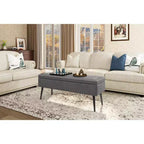 Banc ottoman de style moderne du milieu du siècle avec rangement, banc à chaussures rembourré en similicuir, siège rectangulaire pour le bout du lit ou l'entrée, doubles charnières de sécurité
