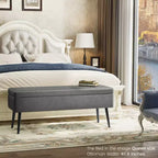 Banc ottoman de style moderne du milieu du siècle avec rangement, banc à chaussures rembourré en similicuir, siège rectangulaire pour le bout du lit ou l'entrée, doubles charnières de sécurité