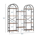 Étagère arquée à 4 niveaux, grande bibliothèque ouverte à 11 étagères avec étagères en bois pour salon et chambre