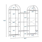 Étagère arquée à 4 niveaux, grande bibliothèque ouverte à 11 étagères avec étagères en bois pour salon et chambre