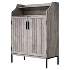 Meuble à chaussures pour entrée, armoire à chaussures 5 niveaux avec portes et 3 étagères réglables, étagère à chaussures haute de 104 cm en bois pour entrée, couloir