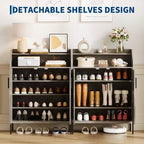 Meuble à chaussures pour entrée, armoire à chaussures 5 niveaux avec portes et 3 étagères réglables, étagère à chaussures haute de 104 cm en bois pour entrée, couloir