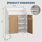 Meuble à chaussures pour entrée, armoire à chaussures 5 niveaux avec portes et 3 étagères réglables, étagère à chaussures haute de 104 cm en bois pour entrée, couloir