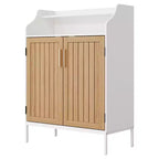 Meuble à chaussures pour entrée, armoire à chaussures 5 niveaux avec portes et 3 étagères réglables, étagère à chaussures haute de 104 cm en bois pour entrée, couloir