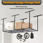 Kit de rangement de garage suspendu robuste, organisateur de plafond en métal réglable pour les voyages, optimise l'espace, capacité de 272 kg, 0,9x2,4m
