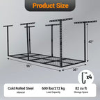 Kit de rangement de garage suspendu robuste, organisateur de plafond en métal réglable pour les voyages, optimise l'espace, capacité de 272 kg, 0,9x2,4m