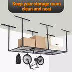 Kit de rangement de garage suspendu robuste, organisateur de plafond en métal réglable pour les voyages, optimise l'espace, capacité de 272 kg, 0,9x2,4m