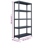 vidaXL Étagère de Rangement Noire 220 kg 90x40x138 cm Plastique