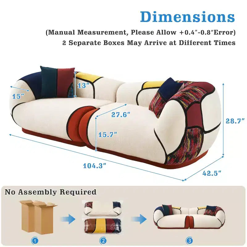 Canapé incurvé moderne ultra-large Dyonery de 104 pouces, canapé de sol sectionnel, équipé de coussins, aucun assemblage requis