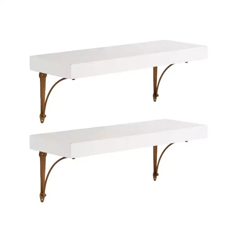 Kate and Laurel Hatley Floating Shelf Set, White, 2pc 24 inch