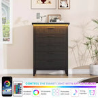 Commode moderne à 3/5/6/8 tiroirs avec lumière LED, petite table de chevet en bois et commode, meuble de rangement pour chambre, placard et salon