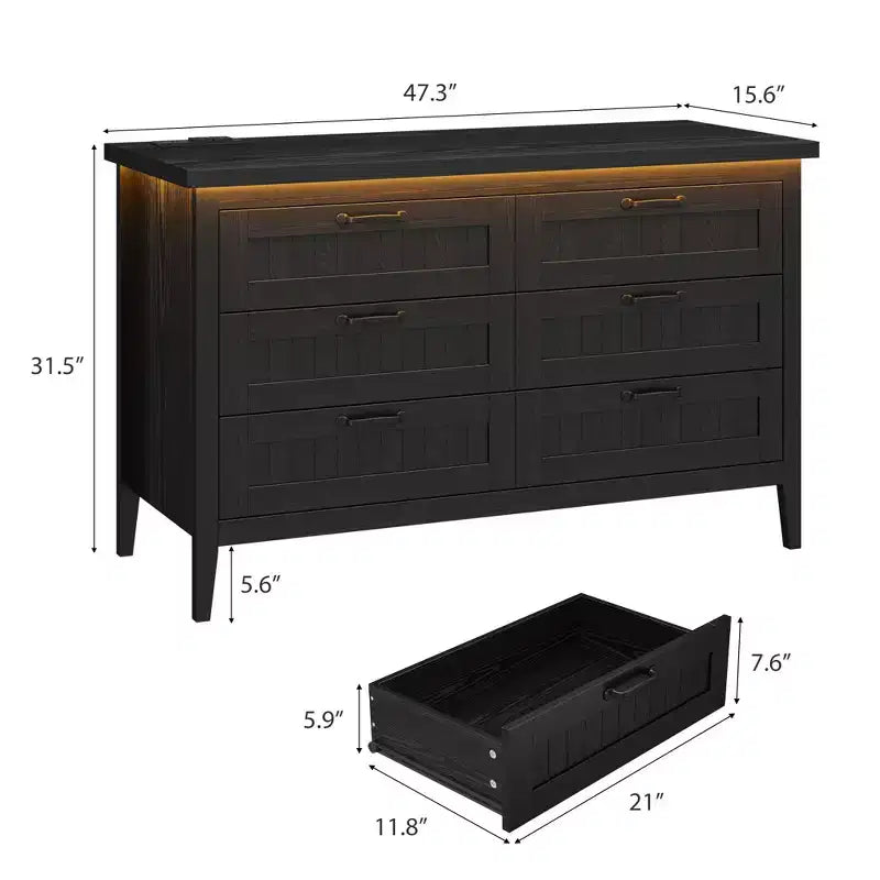 Commode moderne à 3/5/6/8 tiroirs avec lumière LED, petite table de chevet en bois et commode, meuble de rangement pour chambre, placard et salon