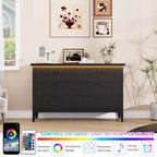 Commode moderne à 3/5/6/8 tiroirs avec lumière LED, petite table de chevet en bois et commode, meuble de rangement pour chambre, placard et salon