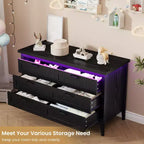 Commode moderne à 3/5/6/8 tiroirs avec lumière LED, petite table de chevet en bois et commode, meuble de rangement pour chambre, placard et salon