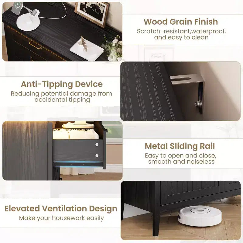 Commode moderne à 3/5/6/8 tiroirs avec lumière LED, petite table de chevet en bois et commode, meuble de rangement pour chambre, placard et salon