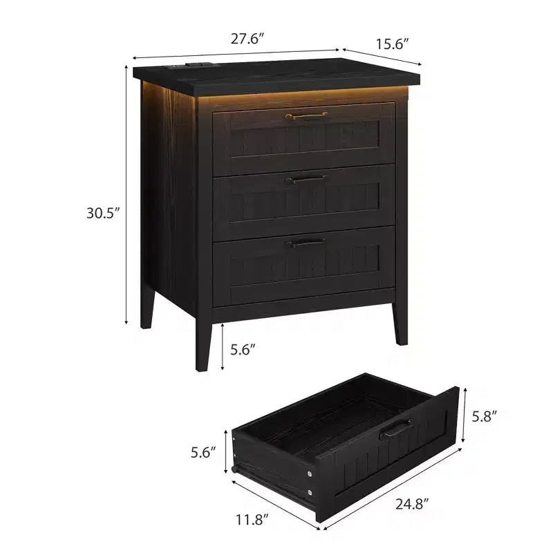 Commode moderne à 3/5/6/8 tiroirs avec lumière LED, petite table de chevet en bois et commode, meuble de rangement pour chambre, placard et salon