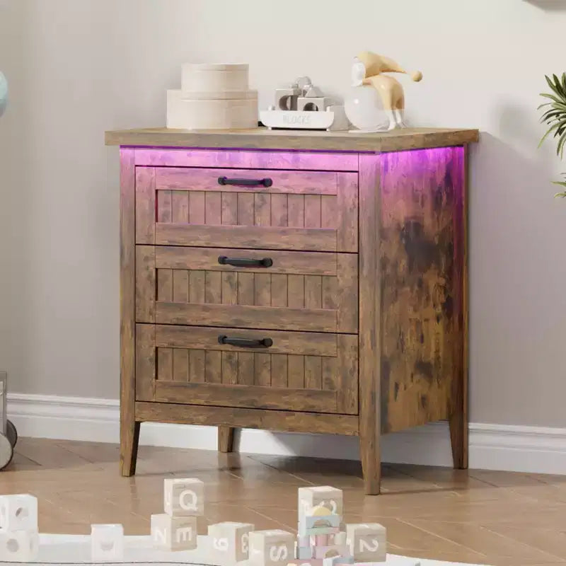 Commode moderne à 3/5/6/8 tiroirs avec lumière LED, petite table de chevet en bois et commode, meuble de rangement pour chambre, placard et salon