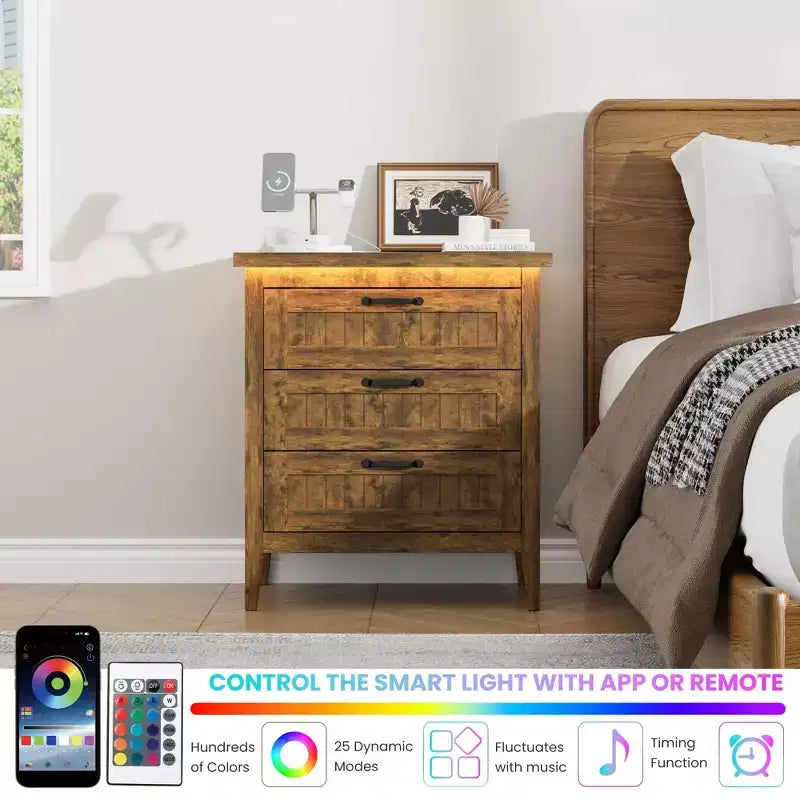 Commode moderne à 3/5/6/8 tiroirs avec lumière LED, petite table de chevet en bois et commode, meuble de rangement pour chambre, placard et salon