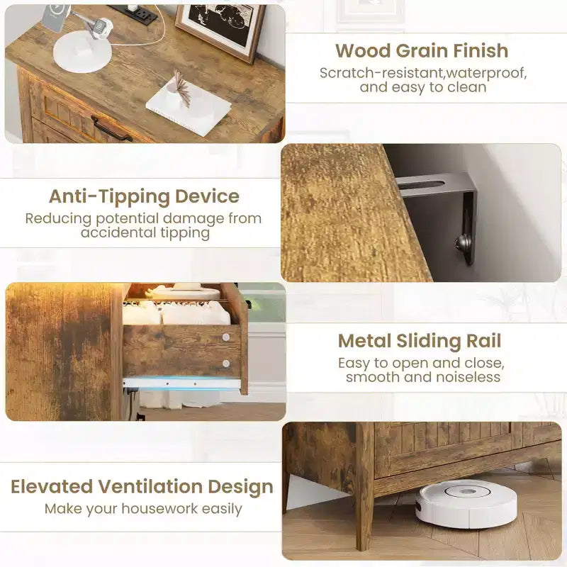 Commode moderne à 3/5/6/8 tiroirs avec lumière LED, petite table de chevet en bois et commode, meuble de rangement pour chambre, placard et salon