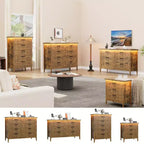 Commode moderne à 3/5/6/8 tiroirs avec lumière LED, petite table de chevet en bois et commode, meuble de rangement pour chambre, placard et salon