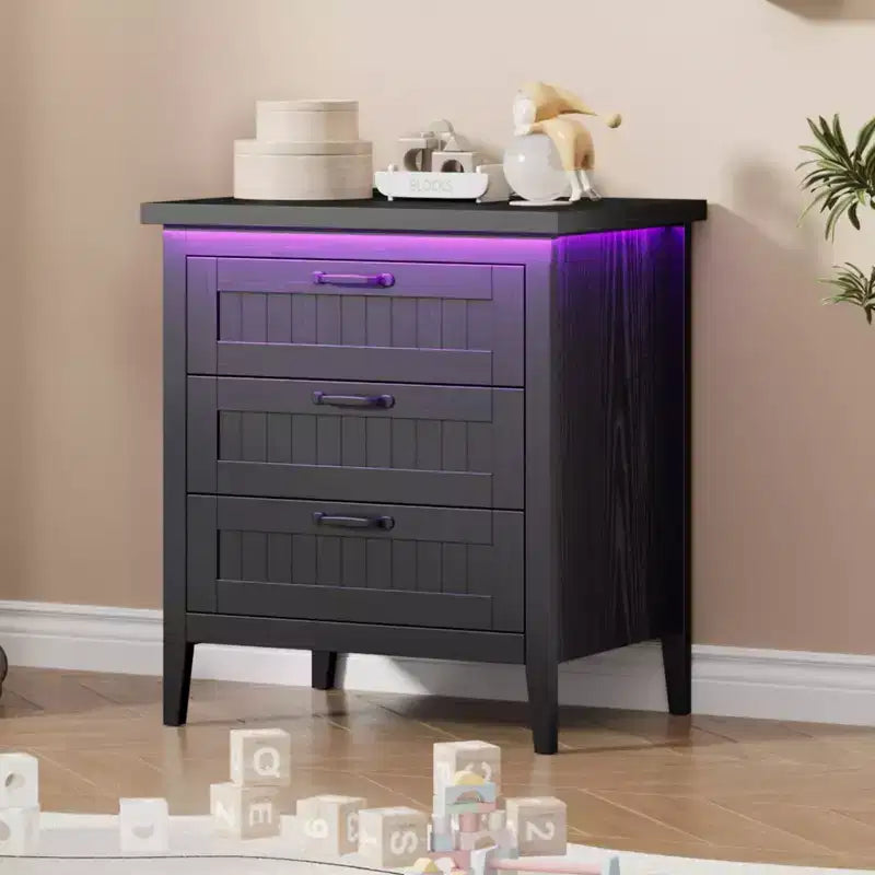 Commode moderne à 3/5/6/8 tiroirs avec lumière LED, petite table de chevet en bois et commode, meuble de rangement pour chambre, placard et salon