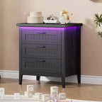 Commode moderne à 3/5/6/8 tiroirs avec lumière LED, petite table de chevet en bois et commode, meuble de rangement pour chambre, placard et salon