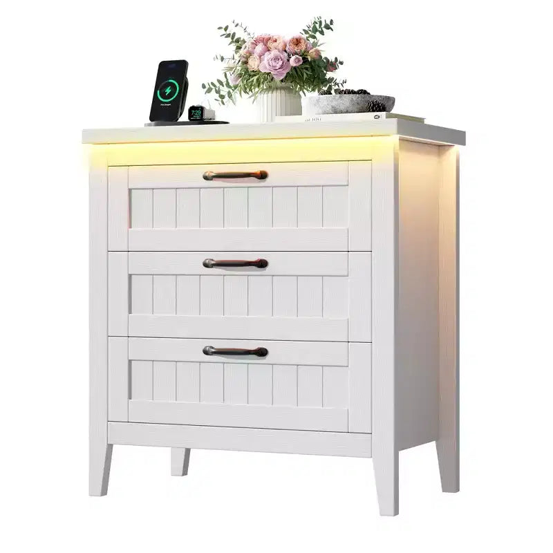 Commode moderne à 3/5/6/8 tiroirs avec lumière LED, petite table de chevet en bois et commode, meuble de rangement pour chambre, placard et salon