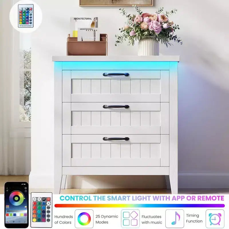 Commode moderne à 3/5/6/8 tiroirs avec lumière LED, petite table de chevet en bois et commode, meuble de rangement pour chambre, placard et salon