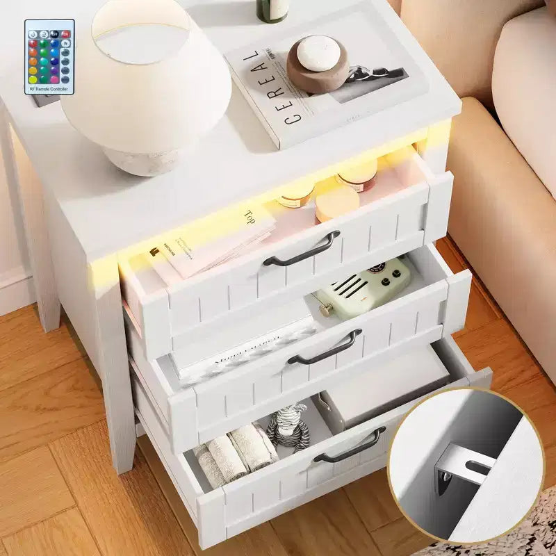 Commode moderne à 3/5/6/8 tiroirs avec lumière LED, petite table de chevet en bois et commode, meuble de rangement pour chambre, placard et salon