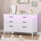 Commode moderne à 3/5/6/8 tiroirs avec lumière LED, petite table de chevet en bois et commode, meuble de rangement pour chambre, placard et salon