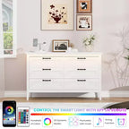 Commode moderne à 3/5/6/8 tiroirs avec lumière LED, petite table de chevet en bois et commode, meuble de rangement pour chambre, placard et salon