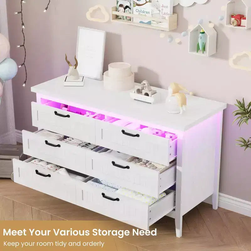 Commode moderne à 3/5/6/8 tiroirs avec lumière LED, petite table de chevet en bois et commode, meuble de rangement pour chambre, placard et salon