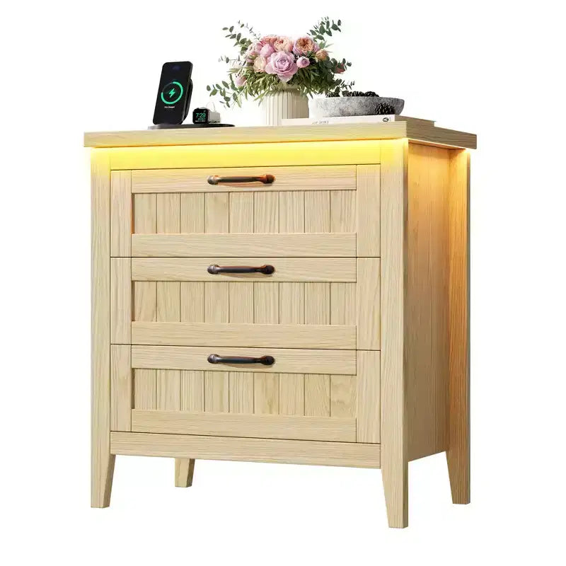 Commode moderne à 3/5/6/8 tiroirs avec lumière LED, petite table de chevet en bois et commode, meuble de rangement pour chambre, placard et salon
