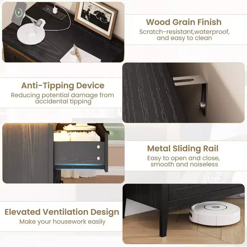 Commode moderne à 3/5/6/8 tiroirs avec lumière LED, petite table de chevet en bois et commode, meuble de rangement pour chambre, placard et salon