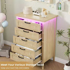 Commode moderne à 3/5/6/8 tiroirs avec lumière LED, petite table de chevet en bois et commode, meuble de rangement pour chambre, placard et salon