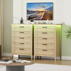 Commode moderne à 3/5/6/8 tiroirs avec lumière LED, petite table de chevet en bois et commode, meuble de rangement pour chambre, placard et salon