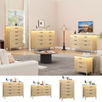 Commode moderne à 3/5/6/8 tiroirs avec lumière LED, petite table de chevet en bois et commode, meuble de rangement pour chambre, placard et salon