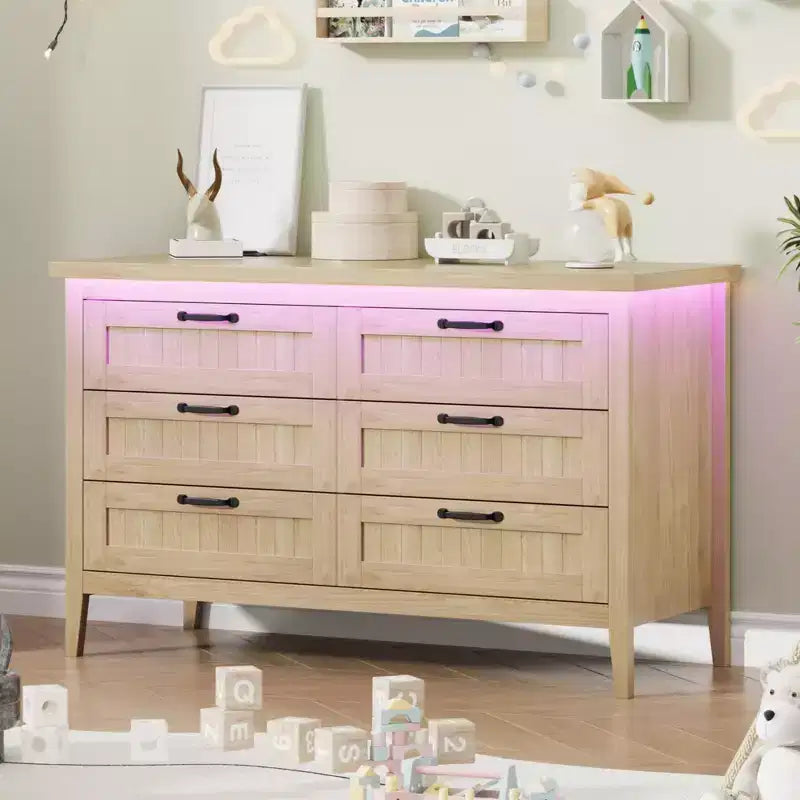 Commode moderne à 3/5/6/8 tiroirs avec lumière LED, petite table de chevet en bois et commode, meuble de rangement pour chambre, placard et salon