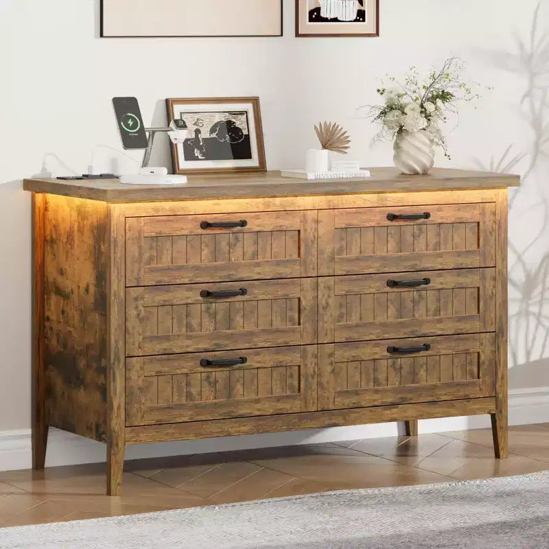 Commode moderne à 3/5/6/8 tiroirs avec lumière LED, petite table de chevet en bois et commode, meuble de rangement pour chambre, placard et salon